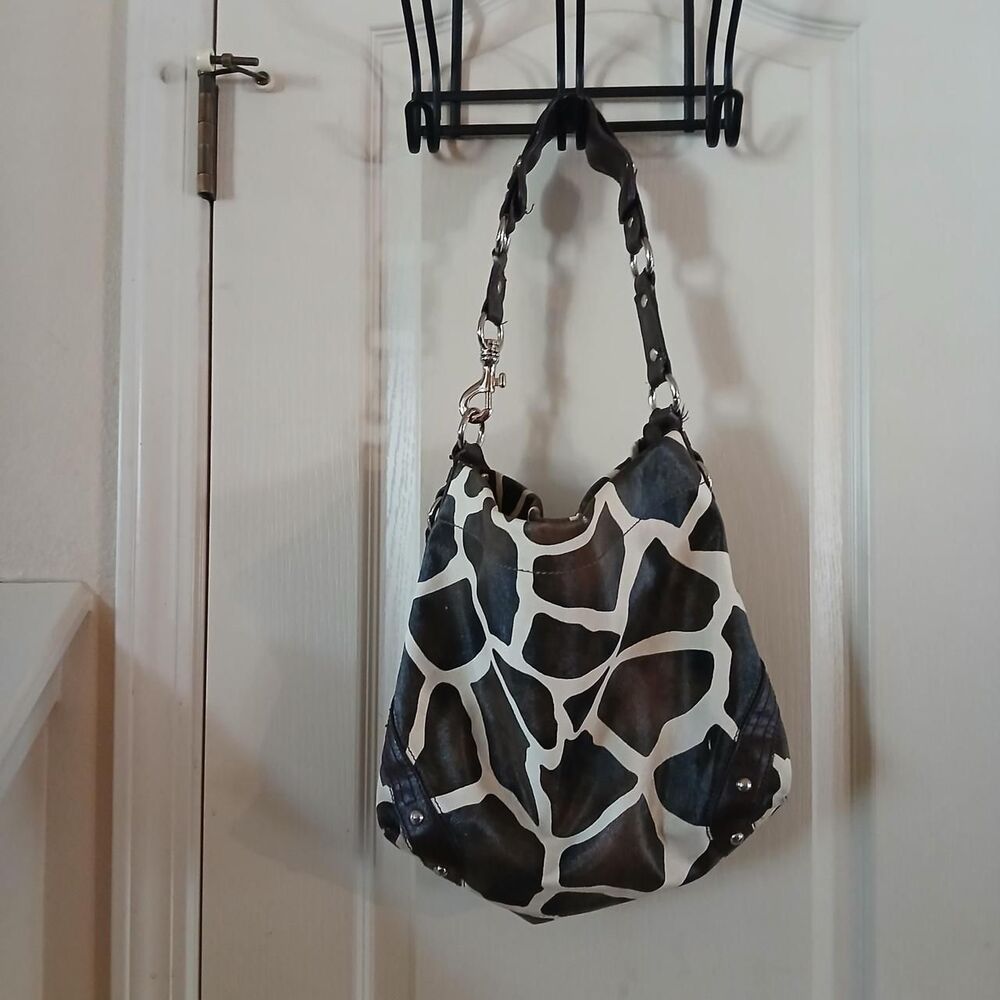 Y2K Vintage Mcbling Giraffe Print Studded Hobo Bag Indie Sleaze Boho Retro